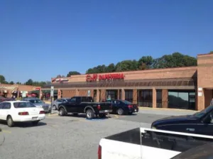 C&H Cafeteria building and parking lot for easy order pickup