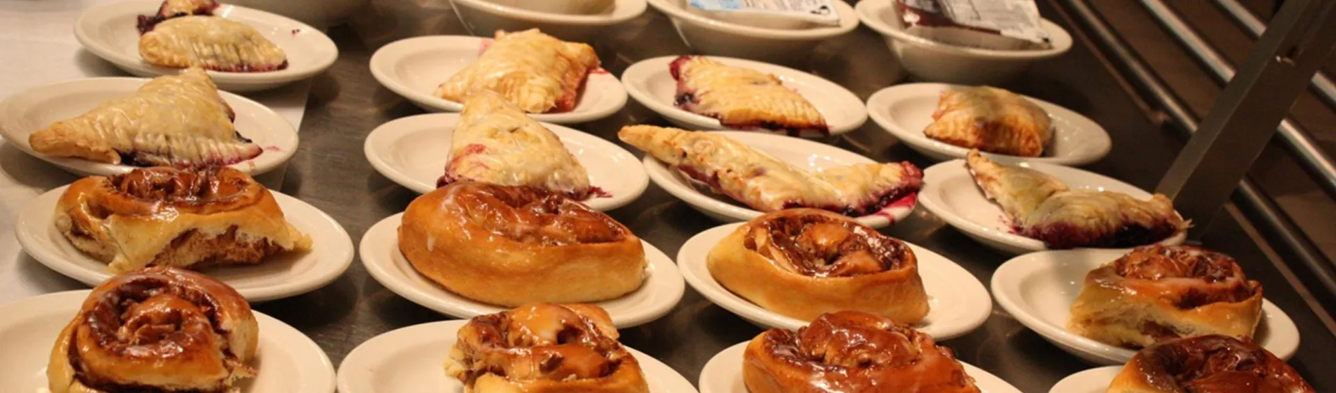 Homemade cinnamon rolls and fruit turnovers at C&H Cafeteria
